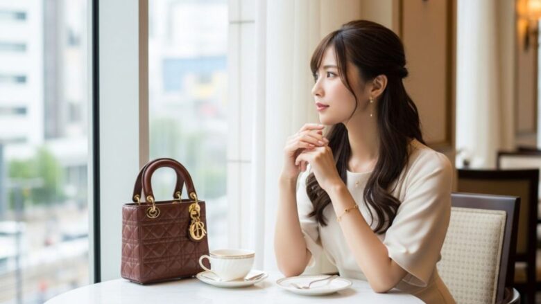 パパ活でもらったブランドバッグを身に付ける女性のイメージ