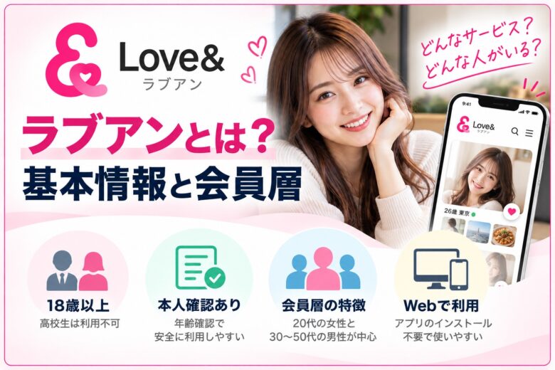 ラブアンの基本情報と男性・女性の会員層を紹介するイメージ