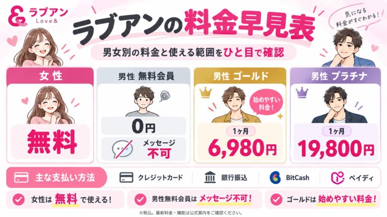 ラブアンの料金早見表|ゴールドとプラチナの比較画像
