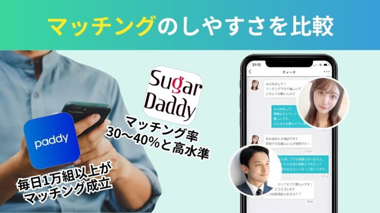 シュガーダディとパディのマッチングのしやすさ比較