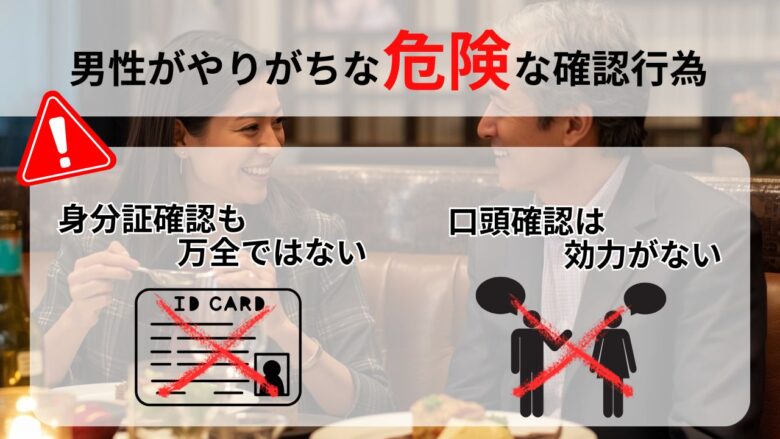 身分証確認や年齢の口頭確認が万能ではないことを示す注意喚起