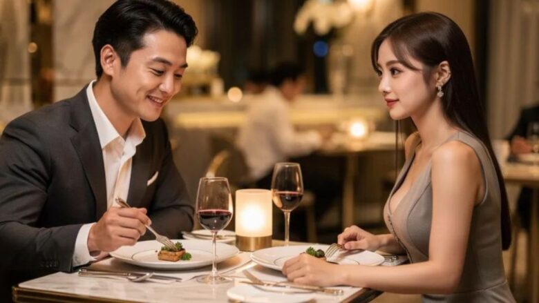 ペイターズで出会った女子大生と食事をする男性のイメージ